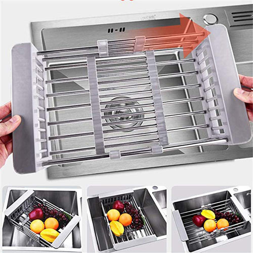 Stainless Steel Adjustable Telescopic Kitchen Over Sink Dish